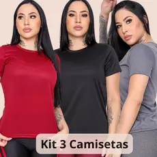 Kit 3 Camiseta Feminina Manga Curta Dry Fit Academia Corrida Fitness Respirável Esporte Dia a Dia