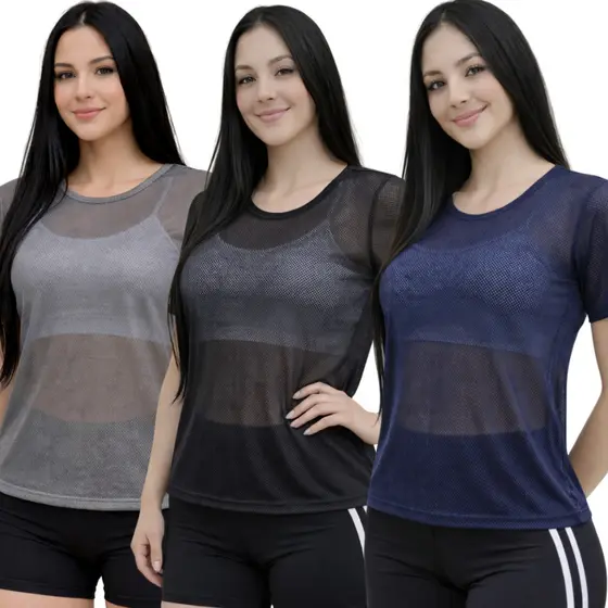 Camiseta Feminina Telinha Fitness Academia Esportes Praia Piscina Leve Respirável