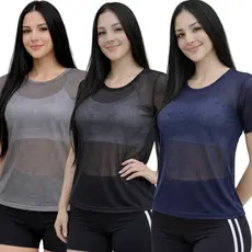 Camiseta Feminina Telinha Fitness Academia Esportes Praia Piscina Leve Respirável