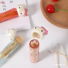 Kt Gato Portátil Palito Jar Mini Caixa De Armazenamento De Olá Kitty Fio Dental Viagem De Algodão Cotonete