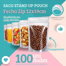 Embalagem Standup Pouch C/ 100 unidades Com Zip 12cmx19cm