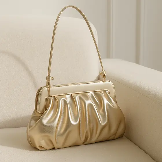 Bolsa Feminina Transversal Pequena Nuvem Metalizada De Alça Casamento Festa Balada
