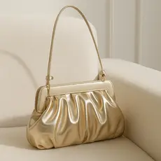 Bolsa Feminina Transversal Pequena Nuvem Metalizada De Alça Casamento Festa Balada