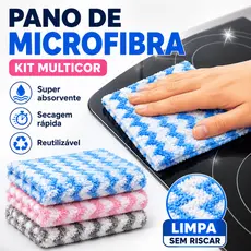Pano De Microfibra Multiuso 20x20cm Para Limpeza Doméstica Cozinha Kit 20 Unidades Reutilizável