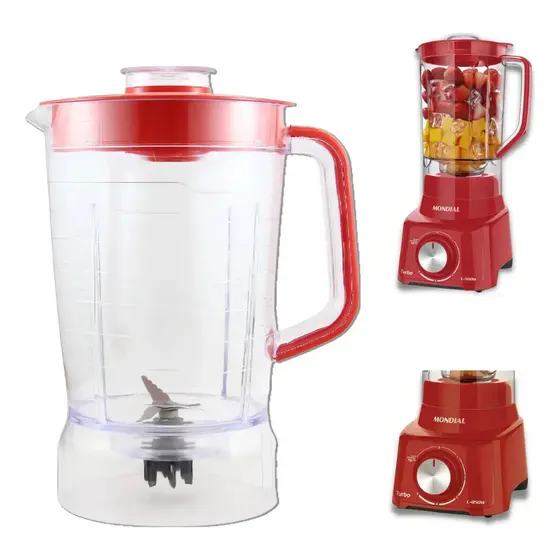 Copo De Liquidificador Mondial L-850 L-900w Cristal Vermelho Preto
