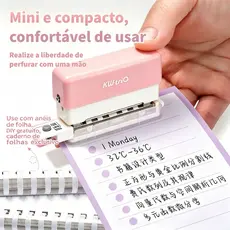 Furador 6 Furos para Planner, Escritório, Organização, Perfura Papel A4/A5/B5, Portátil