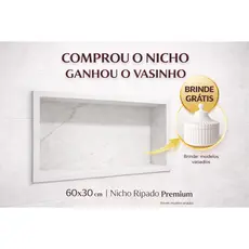 Nicho de Porcelanato 60x30 Premium p/ Banheiro Embutido + Brinde Vasinho Decorativo