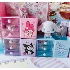 Mini Gaveteiro Organizador Sanrio com Porta-Canetas – My Melody, Kuromi e Cinnamoroll