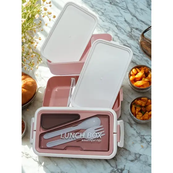 Marmita Lunch Box com Divisórias e Talheres – Ideal para Refeições no Trabalho ou Escola Jiulong