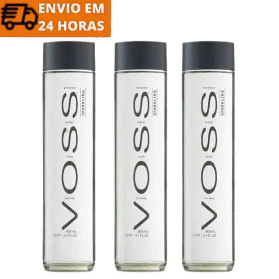 Água Voss Com Gás Noruega Garrafa Vidro 800ml (3 Unidades)