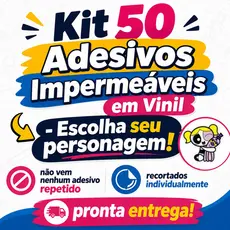 Kit 50 Adesivos Vinil Premium Impermeável Escolha Seu Personagem