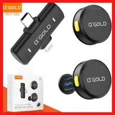 Mini Microfone De Lapela Sem Fio Magnetico 2 Em 1 Lightning E Type-c Para Vlogs