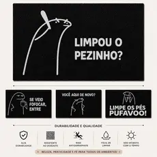 Tapete Porta de Entrada Limpou o Pezinho? Flork Capacho Antiderrapante Lavável Interno/Externo