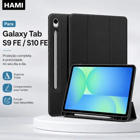 Capa para Samsung Tab S9 FE/S10 FE 10.9" com Porta Caneta, Suporte Triplo, Auto Sleep/Wake, Silicone