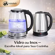 Chaleira Elétrica de vidro/inoxidável,1.8L ,110V/220V,  Tampa e Desligamento Automático