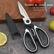 Tesoura Multiuso Inox de cozinha – Corta Carnes, Ossos e Abre Nozes e Garrafas