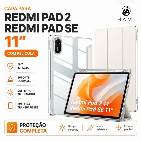 Capa acrílico para Redmi Pad 2 2025/Redmi Pad SE 11"（2023）com Caneta, Película, Suporte e Magnética