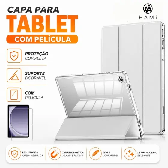 Capa acrílica transparante Samsung Tab A9 Plus/S9FE/S10FE 11" Anti Impacto + Película + Caneta Touch