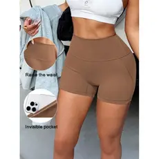 Shorts Fitness Feminino Cintura Alta Modelador Levanta Bumbum, Secagem Rápida para Academia, Yoga e Corrida