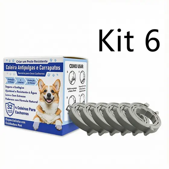Kit 6 Coleiras Repelentes para Cães e Gatos – Pulgas e Carrapatos