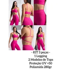 DIASP KIT 3 Peças Conjunto Fitness Poliamida Academia Leg + 2 Tops Virginia