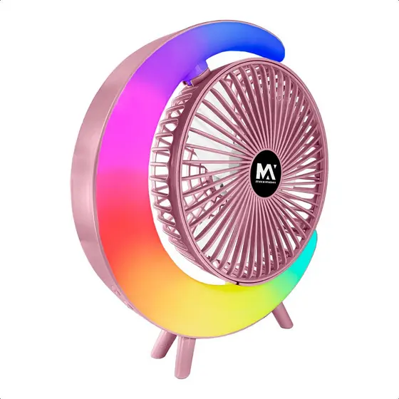 Ventilador de Mesa Mini Portátil Recarregável com LED USB Silencioso 3 Velocidades