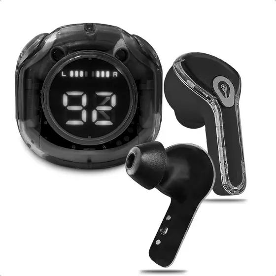 Fone Bluetooth Air39 Sem Fio Display Led Transparente Estojo Tipo-C