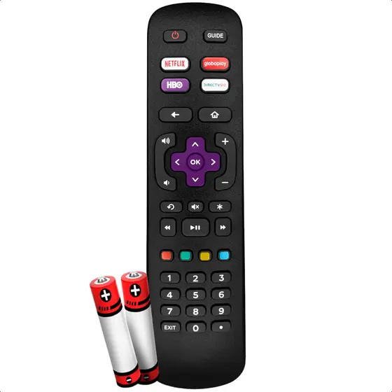 Controle Remoto Compatível Semp Roku com Teclas Netflix GloboPlay HBO com Pilha