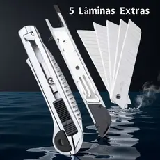 Estilete De Metal Profissional 18mm + 5 Lâminas Extras w-13