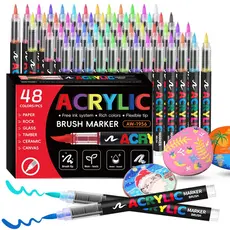 Caneta Marcadora Acrílica Pincel Artístico 12/24/48 Cores Vibrantes para Desenho e Pintura DIY