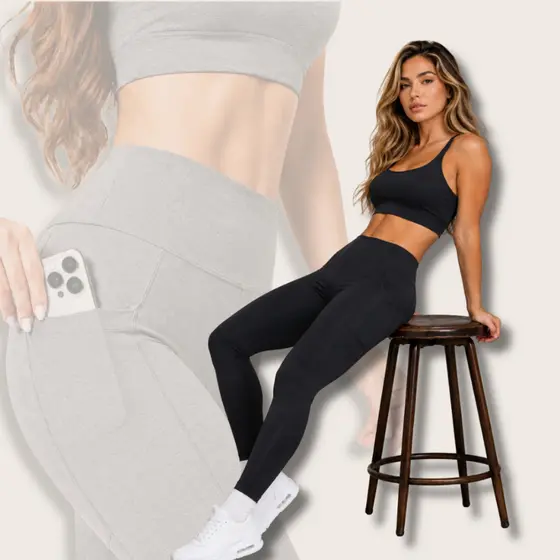 Calça Legging com Bolso Lateral Legging Academia Cintura Alta Legging Zero Transparência Power