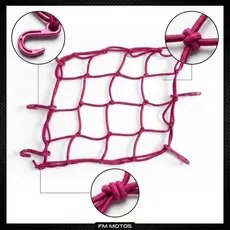 Rede Elástica Para Capacete Moto Bagagem 35x35 6 Ganchos Rosa