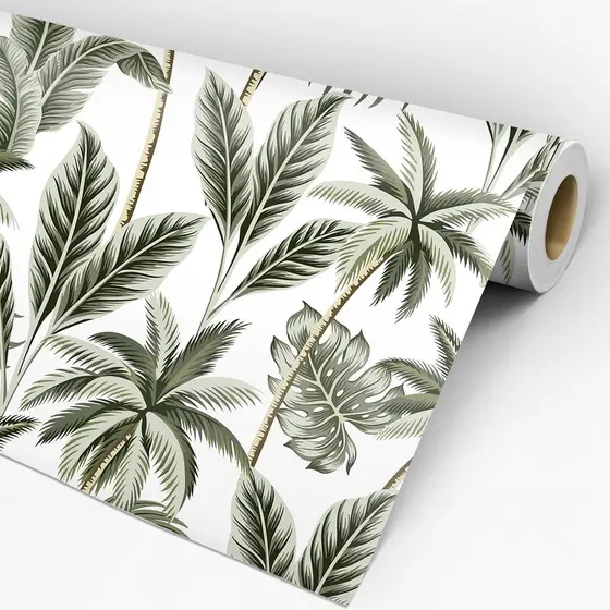 Adesivo De Parede Floral Palmeiras - Papel De Parede Para Quarto Flores - Adesivo De Parede Para Sala Palmeiras 0,72m²