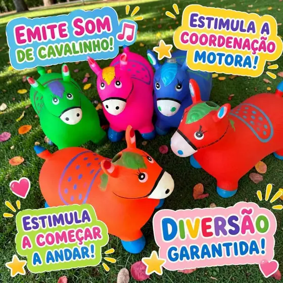 Brinquedo Cavalo Upa Upa Inflável Pocotó Com Som De Cavalinho Pula Pula Bebê Infantil