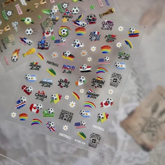 Adesivos de unhas em relevo para arte de unhas DIY, tema futebol, esportivo, moderno, que brilha no escuro, para celebra