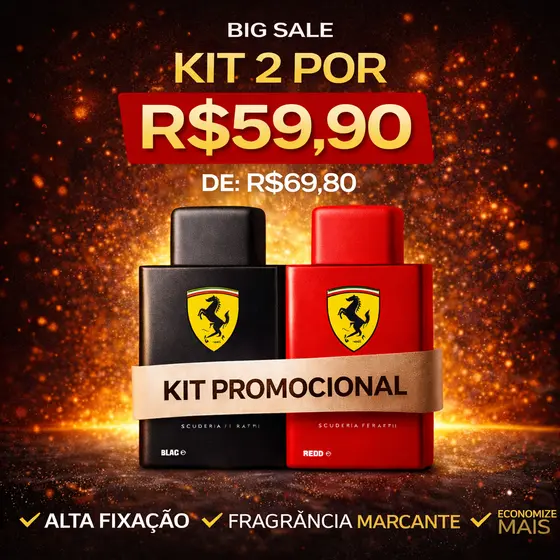 Kit 2 Perfumes Masculinos 100ml Alta Fixação Promoção Fragrância Tipo Black Red