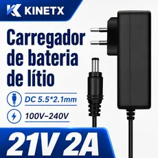 Carregador Universal 2A Bivolt Automático 100-240V para Chave de Impacto e Parafusadeira com Proteção e Luz