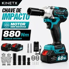 KINETX 880NM 68VF 3in1 Chave De Impacto Elétrica 2 Baterias Portátil Brushless 1/2'' Parafusadeira Furadeira
