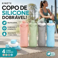 600ml Garrafa De Água Silicone Dobrável Retrátil Copo Viagem Academia Portátil Livre BPA KINETX