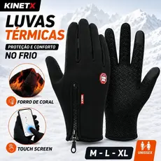 Luva Térmica Impermeável Motoqueiro Para Frio Touch Screen Moto Bike Chuva Inverno Unissex KINETX