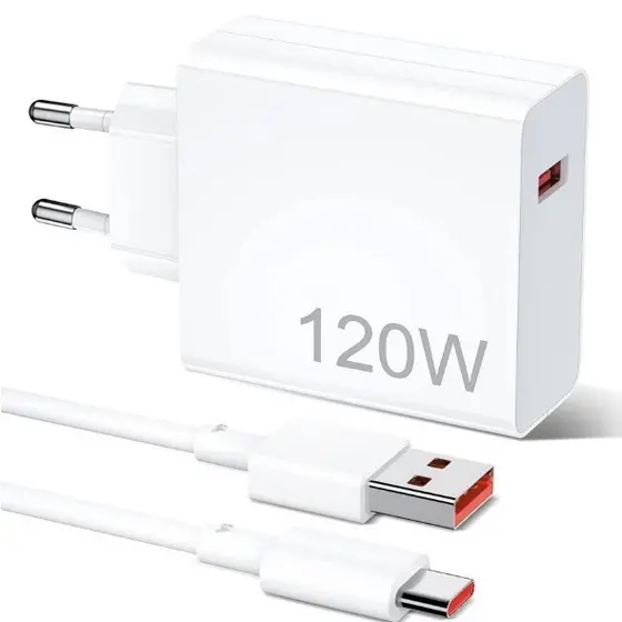 Carregador rápido de 120W 67W com 6A USB C cabo 1M para Mi Turbo Charge Turbo Power Cabo USB + Cabo Tipo C