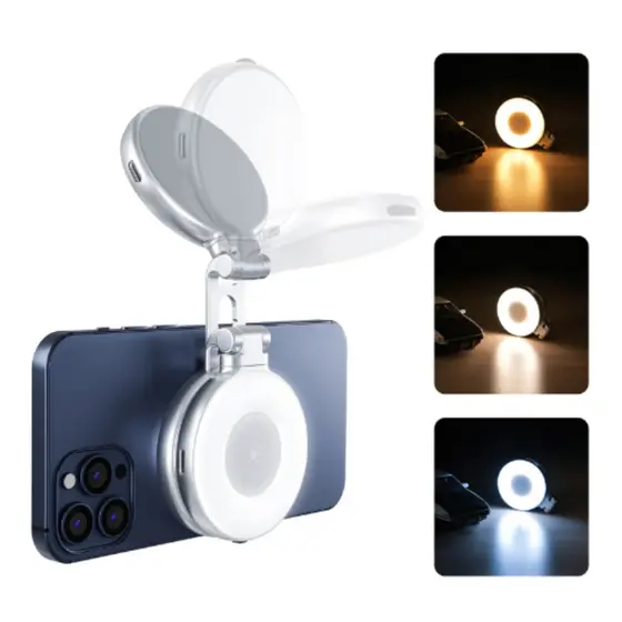 Luz Magnético Selfies  Luz De Preenchimento LED Para Selfies Com Celular E Anel Adesivo