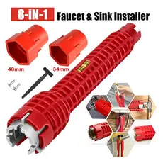 Chave Grifo Instalador Hidráulico 8 em 1 Cano Pia Torneira Filtro Encanamento Chave Inglesa Ferramenta Reparos Multiuso