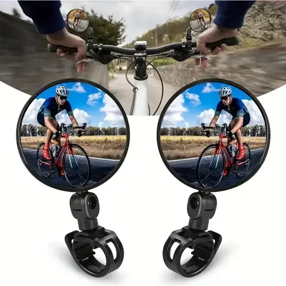 2 Espelhos Retrovisores de Guidão Acessórios de Bicicleta Grande Angular Rotação de 360 ​​Graus Seguro e Confiável