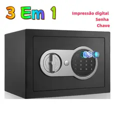3 Em 1 Cofre Eletrônico Digital Biométrico Senha Ou Chave