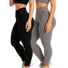 Kit 2 Calças Legging Feminina Cintura Alta e Modeladora Academia Fitness Básica Confortável
