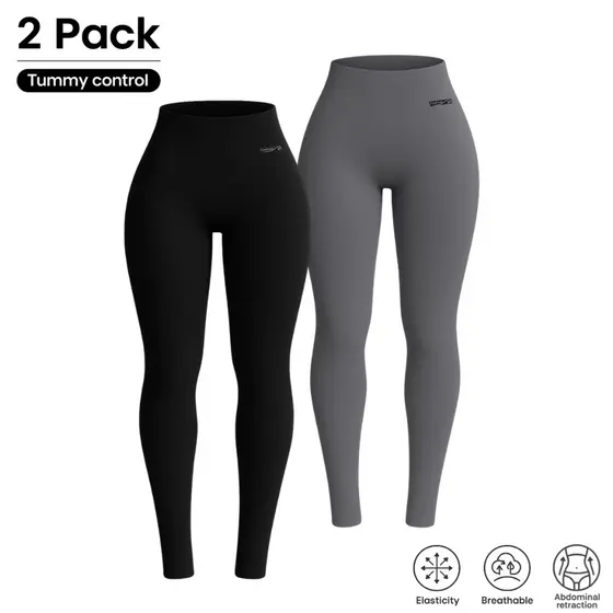Kit 2 Calças Leggings Cintura Alta e Modeladora Feminina