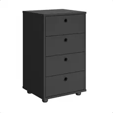 Gaveteiro organizador Escritório Home Office 4 Gavetas e Sapatas plásticas Preto