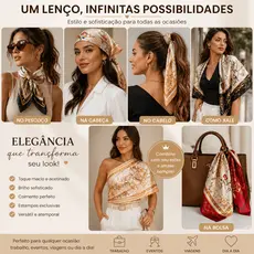 Lenço de Cetim 90x90 Feminino Acessorio Encharpe Estampas Lindas e Aleatórias | Moda Cabeça, Pescoço e Praia Bandana