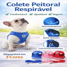 Peitoral Coleira Colete Com Guia p/ Caes Gatos Regulavel Confortavel Ajustavel Cachorro Pet Pequeno